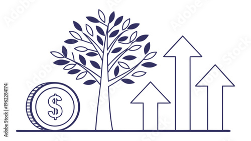 Financial Success Tree Vector – Wealth and Investment Graphic