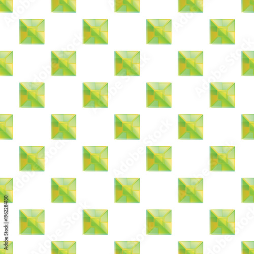 Repeating square peridot gemstones creating a sparkling jewel surface