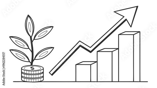 Small Investment Growth Vector – Mini Money Tree Illustration