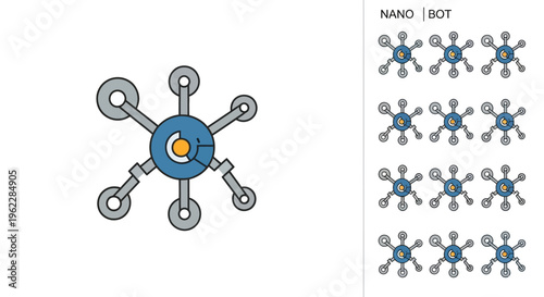 Conceptual illustration of a nano bot system for technology and futuristic applications