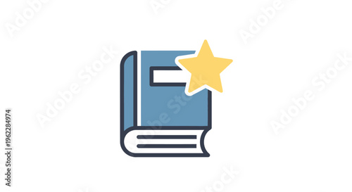 Illustration of a book with a star icon for favorites or highlights on a white background