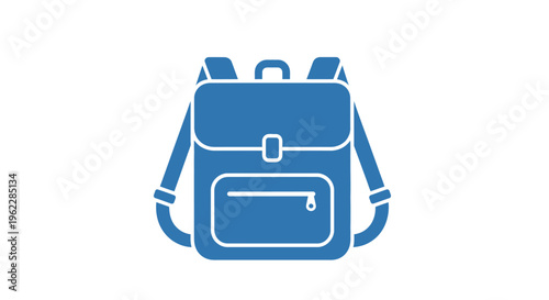 A minimalist and modern blue backpack icon illustration for school or travel