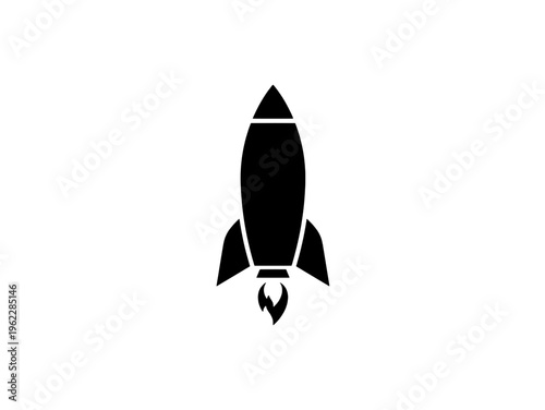 black rocket ship icon isolated on transparent background for startup and space exploration concept