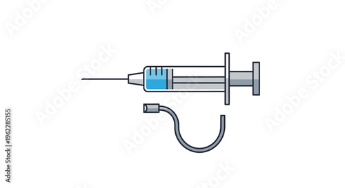 Medical syringe illustration with detached tubing, ready for administering medication
