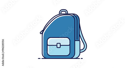 A vibrant digital illustration of a stylized blue backpack for school or travel