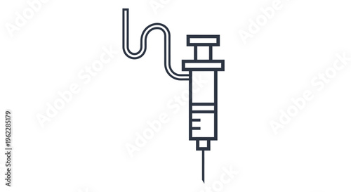 Minimalist syringe icon illustration, ideal for medical, health and healthcare concepts