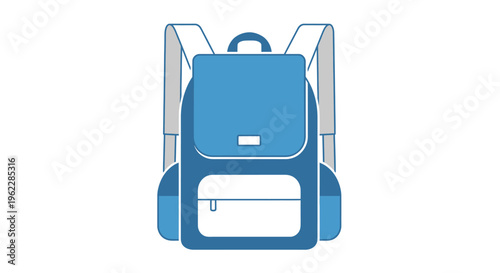 Minimalist Blue Backpack Illustration Against White Background for Design Purposes