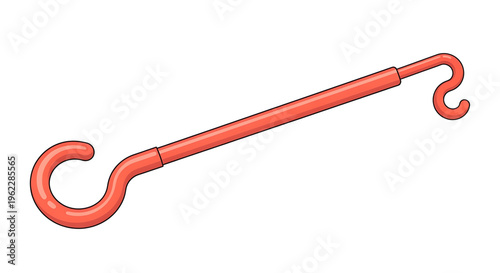 A red metal hook and hook turnbuckle with a white background