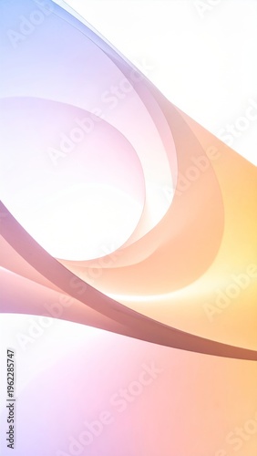  Formas abstractas con curvas suaves y degradados en tonos pastel que crean una composición fluida y minimalista.

