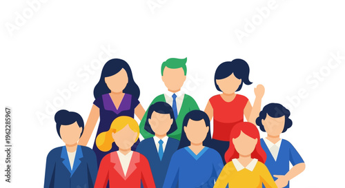 Diverse Group of People Illustration - Teamwork, Community, and Business Collaboration Concept