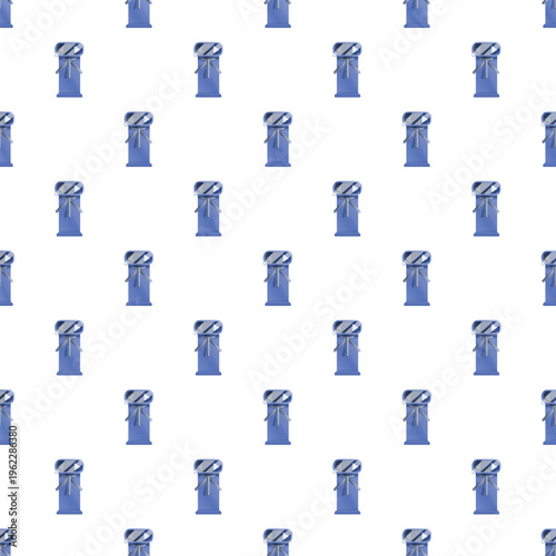 Blue turnstile security gates repeating in a seamless pattern on a white background
