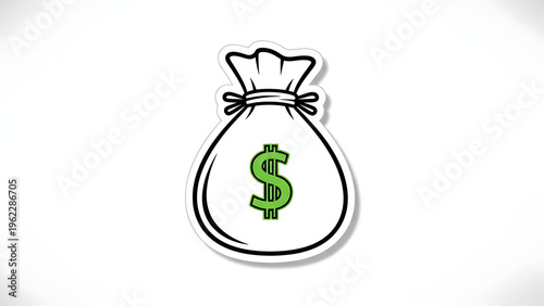 A cartoon style illustration of a money bag with a green dollar sign