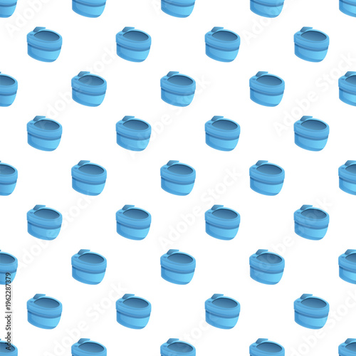 Repeating blue plastic potty chairs creating a seamless pattern