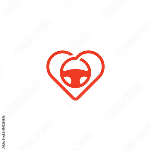 Love for Driving HeartShaped Steering Wheel Symbol.