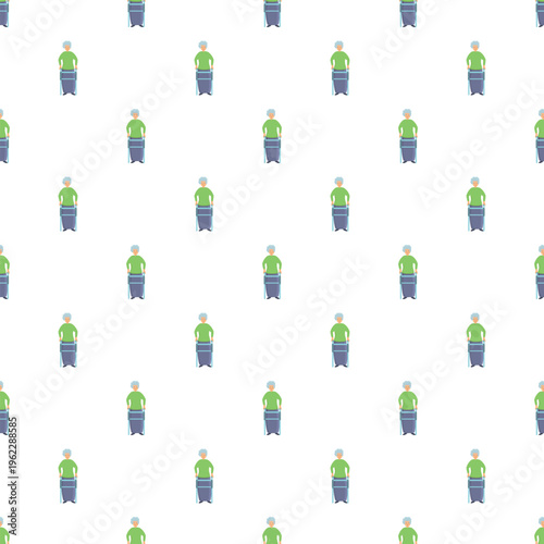 Senior woman walking with a medical walker creating a seamless pattern