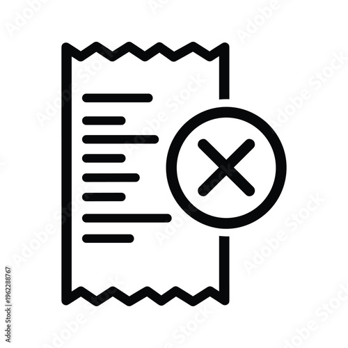 Icon depicting a receipt with a crossed out circle indicating cancellation or rejection