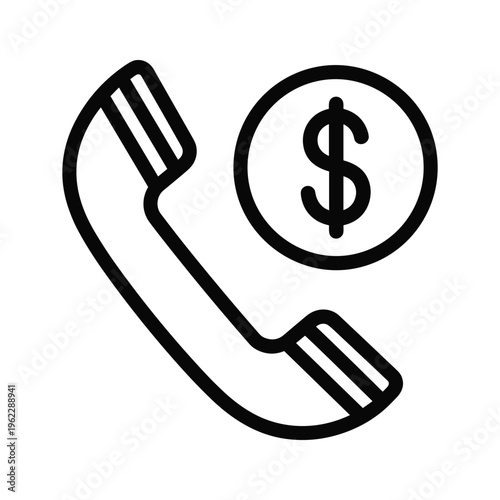 Telephone icon with dollar sign symbol representing call charges or telecom expenses