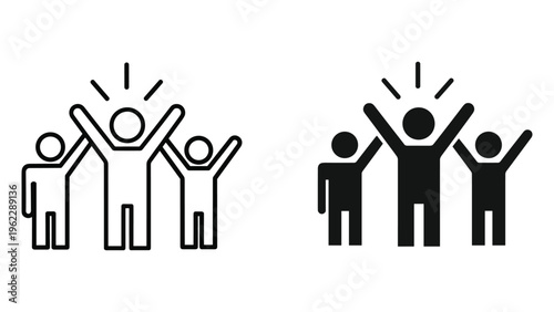 Black and white of two cartoon animals with raised arms