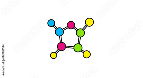 Abstract illustration of a colorful molecule or structural form isolated on a white backdrop