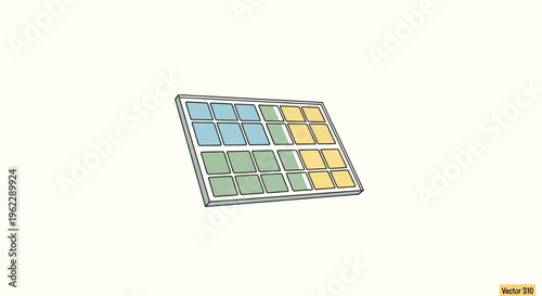 Minimalistic Illustration of a Solar Panel on a Clean White Backdrop for Sustainable Energy