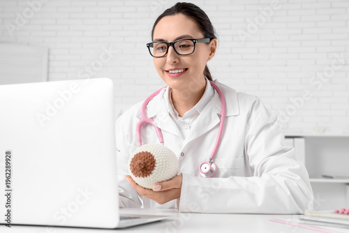 Female doctor with knitted ...