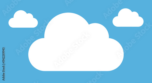 Simple illustration of fluffy clouds in a vibrant blue sky creating a peaceful scene