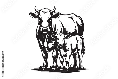 Cow and Calf Illustration vector