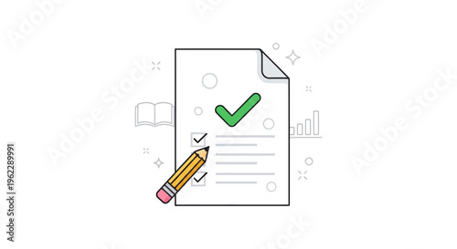 Illustration depicting a checklist with a pencil and checkmarks for task management