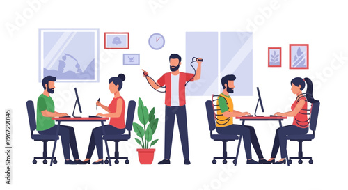 Ergonomic Office Posture & Wellness: Professionals with Healthy Habits & Wearable Tech for Productivity