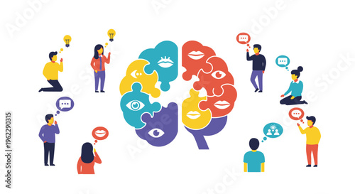 Collaborative Brainstorming & Idea Generation: Diverse Team Members Sharing Thoughts to Form a Unified Creative Mind