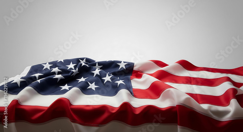 American Flag in soft focus waving background - Independence, Patriotic, Freedom, and Celebration Concepts.