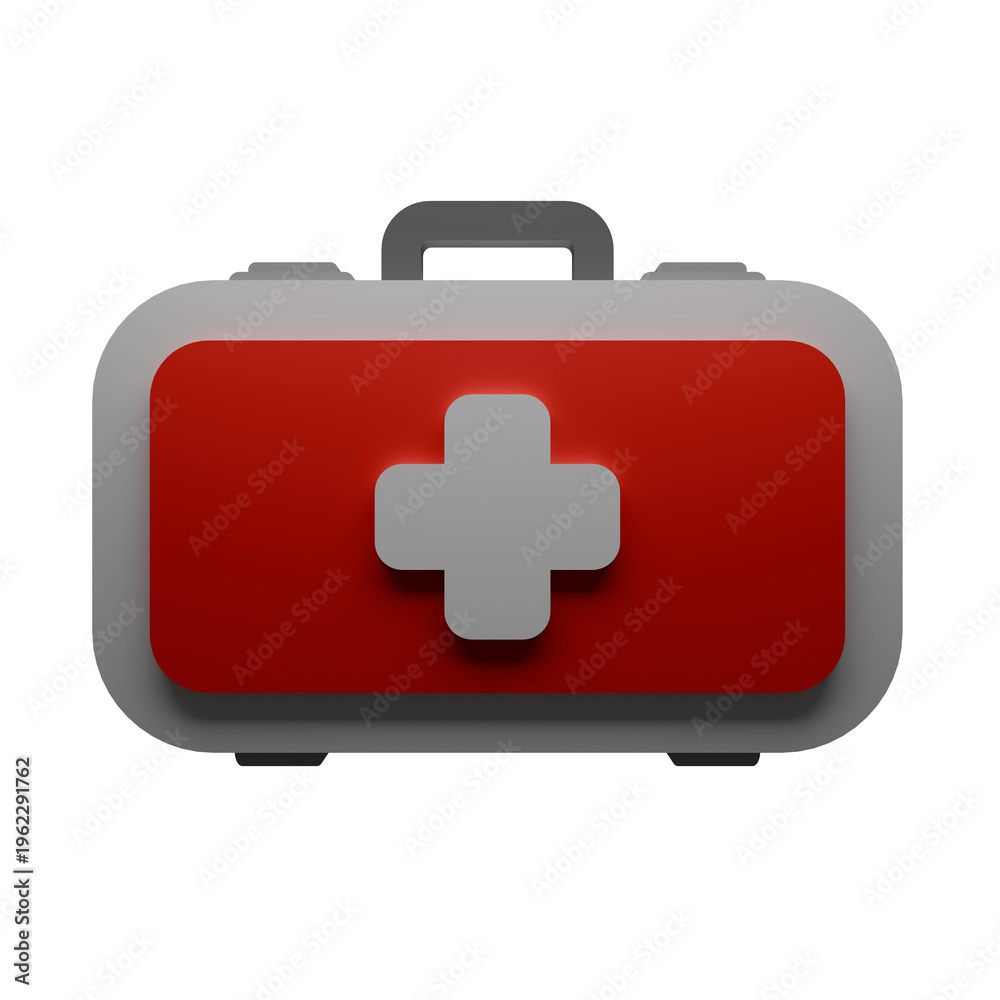 Obraz premium 3d render front view first aid box illustration