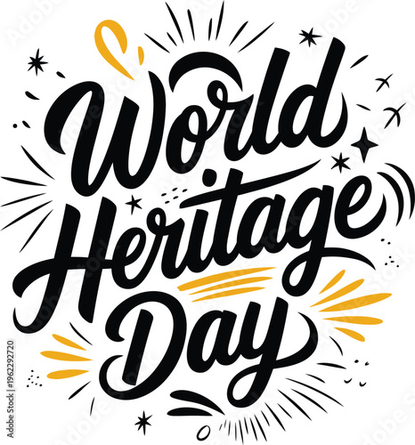 World Heritage Day Hand Drawn Typography Vector Illustration