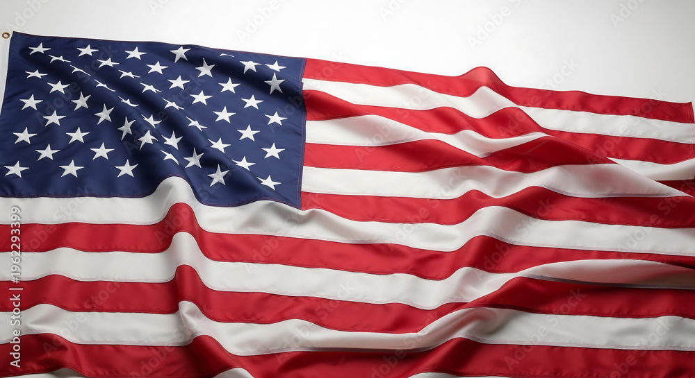 Fototapeta premium American Flag, Waving Proudly: Symbol of Patriotism and Freedom, Ideal for National Holidays and Patriotic Themes