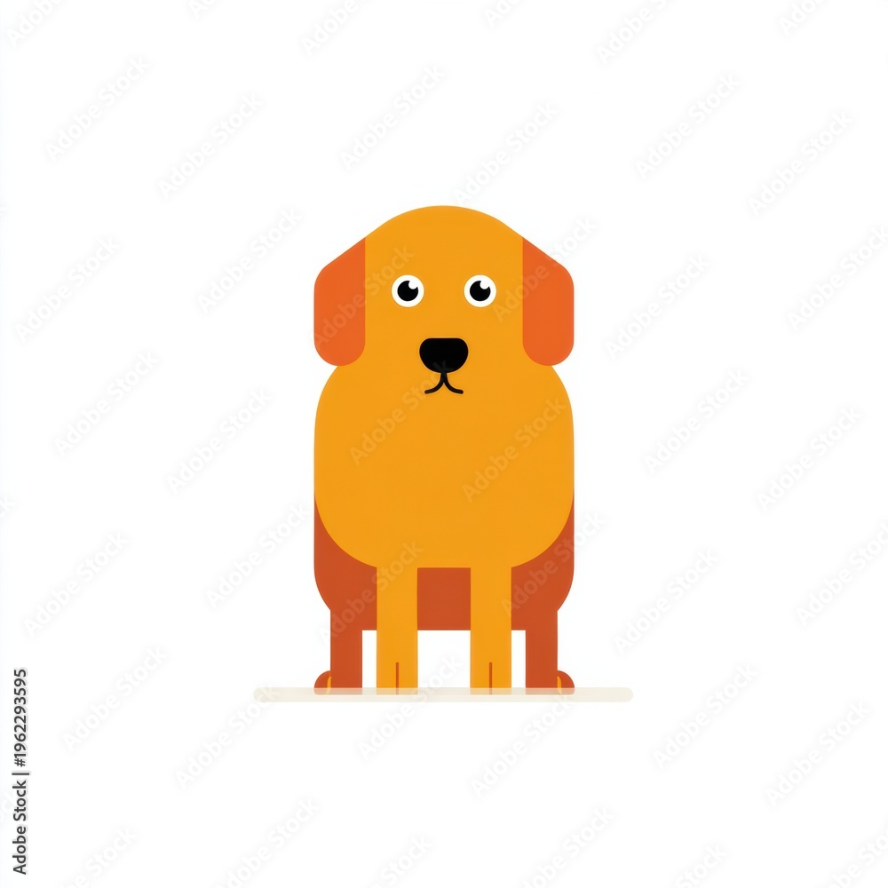Obraz premium Friendly Golden Retriever Illustration in Flat Design Style With Simple Colors and Large Eyes on a White Background