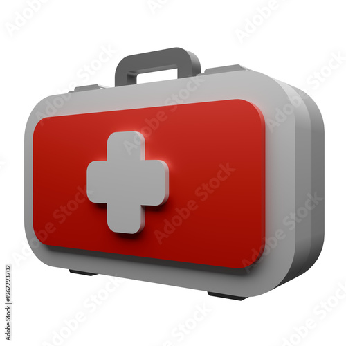 3d render left view first aid box illustration