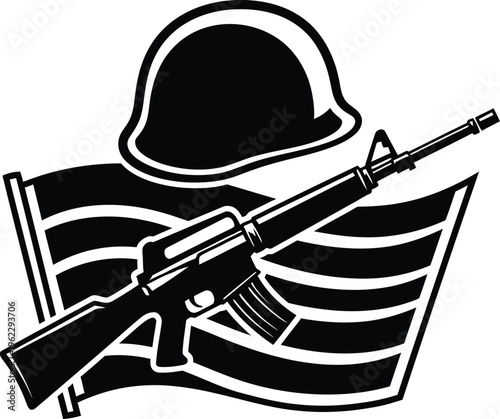 Memorial day vector graphic honoring fallen soldiers with patriotic symbols