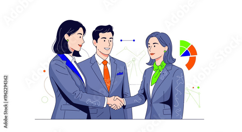 Business people shaking hands in office.