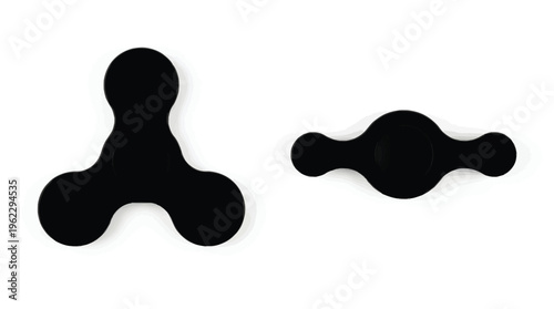 Two black fidget toys a tri spinner and a smaller model silhouette