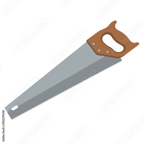 Hand saw with wooden handle isolated on white background