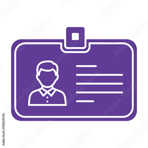Purple id card with person icon and blank lines for information on white background