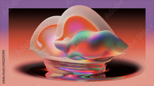 Abstract Iridescent Fluid Shape with Gradient Background