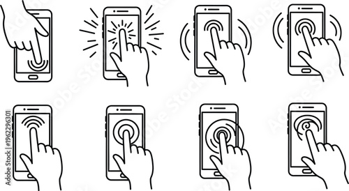 Smartphone fingerprint scanning process illustrations