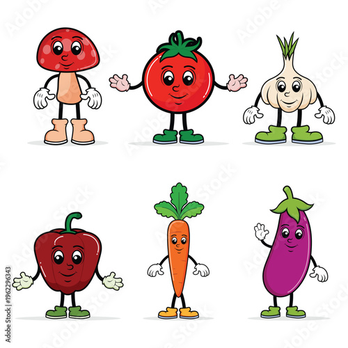 Vegetable Mascot Set Character Clipart