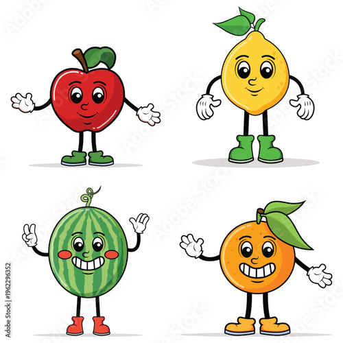 Fruit Mascot Set Character Clipart