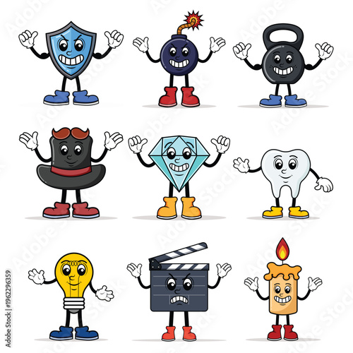 Set of Different Mascot Character Clipart