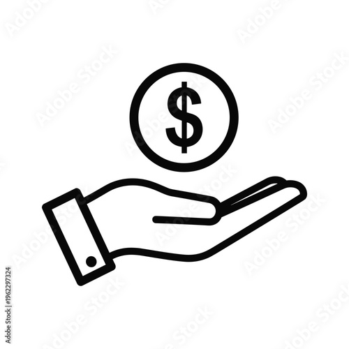 Hand receiving a dollar sign symbol indicating financial donation or payment