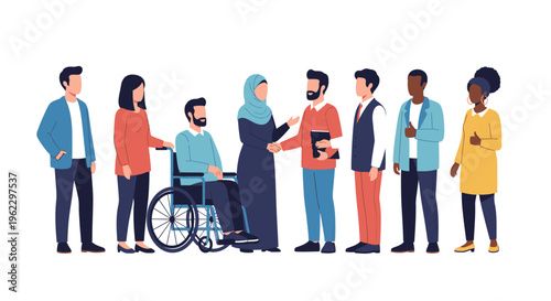 Diverse Professional Group Illustrates Inclusion, Collaboration, and Equality in a Global Business Community