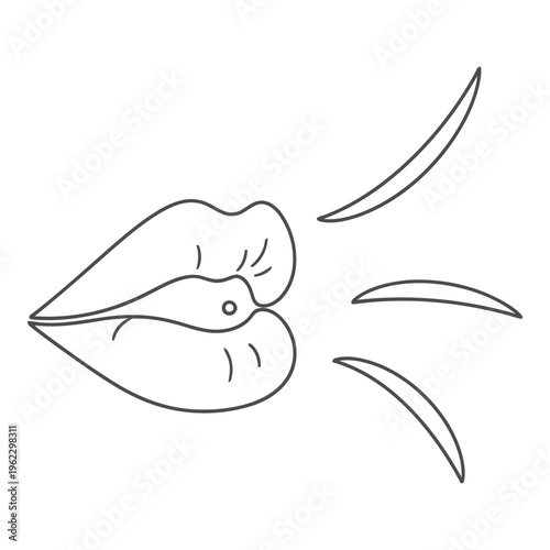 A line drawing of a smiling mouth with lines indicating laughter vactor file