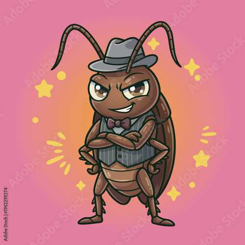 Dapper Cartoon Cockroach Character